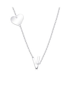 Heart with V Silver Necklace SPE-5743